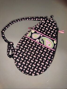 Vera Bradley Pink Elephant Tennis Racquet Cover Bag Tote EUC